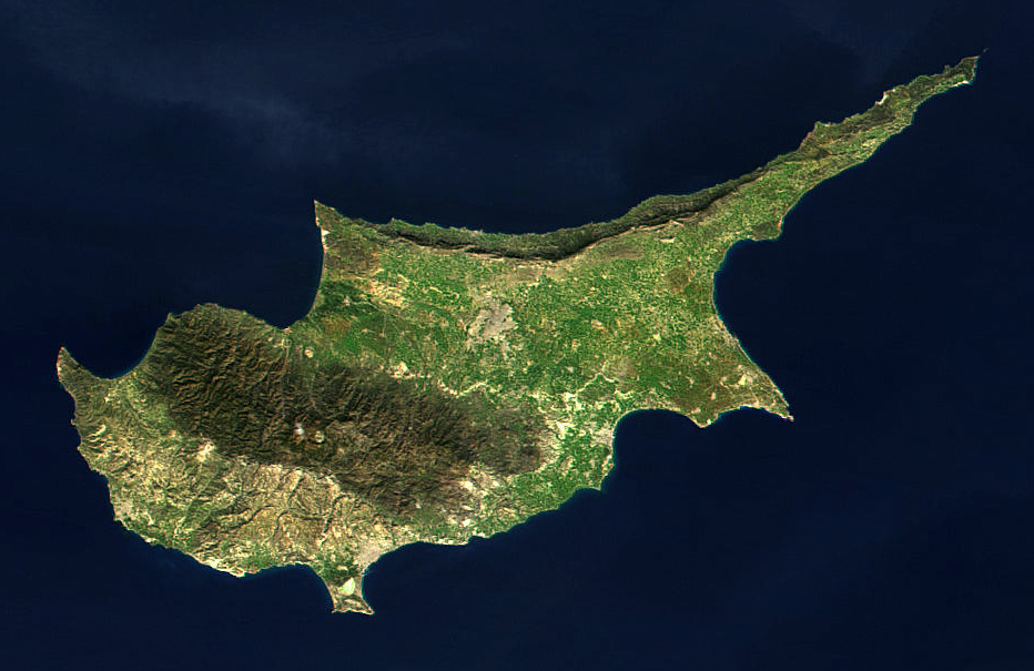 Satellite view of the island of Cyprus